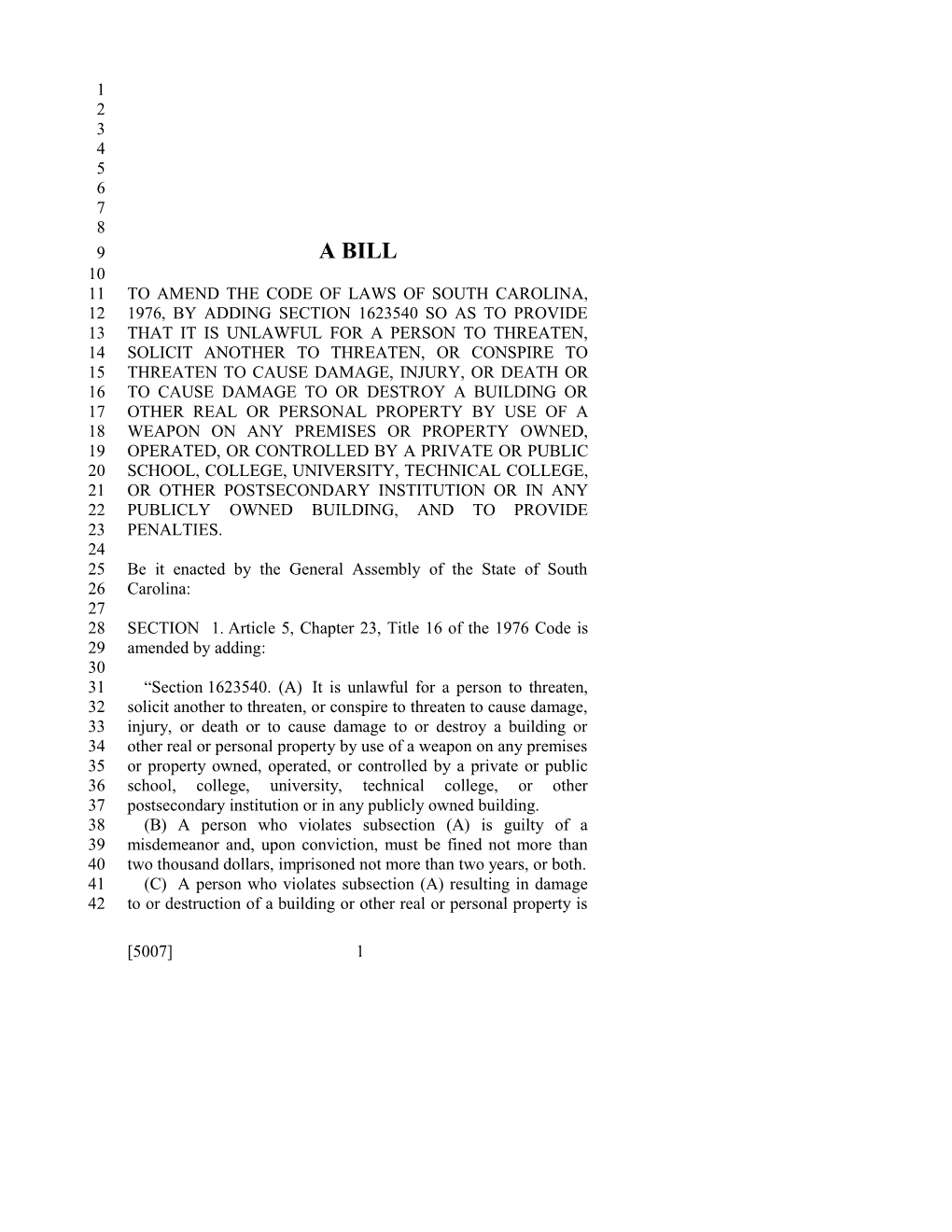 2017-2018 Bill 5007 Text of Previous Version (Feb. 22, 2018) - South Carolina Legislature Online