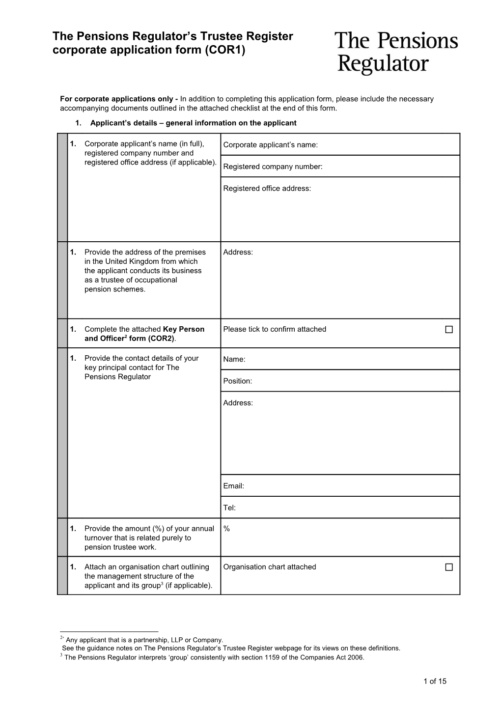 Trustee Register Corporate Application Form