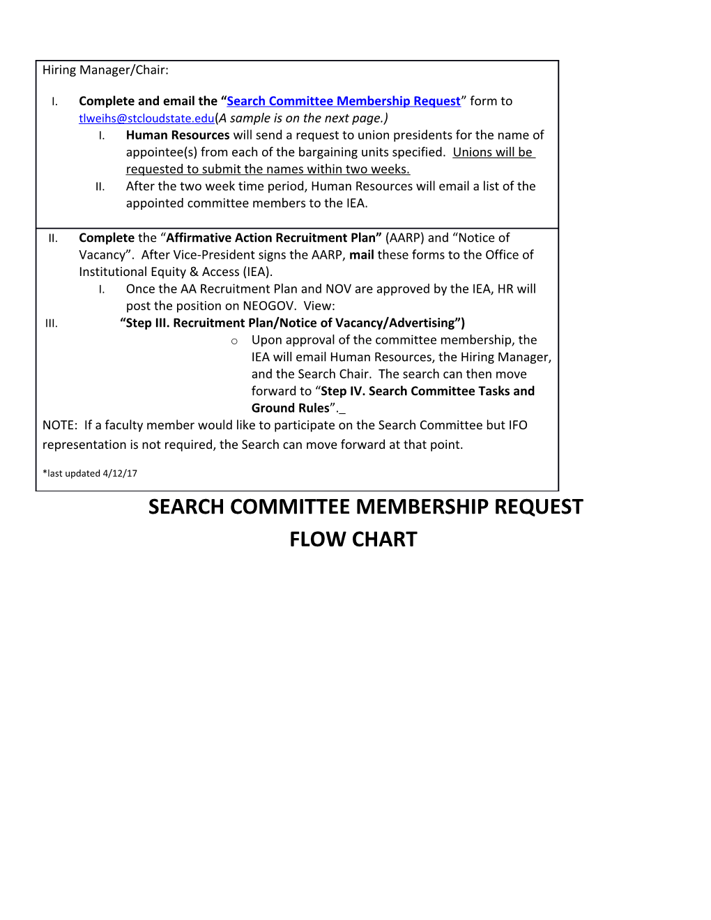 Complete and Emailthe Search Committee Membership Request Form to (A Sample Is on The