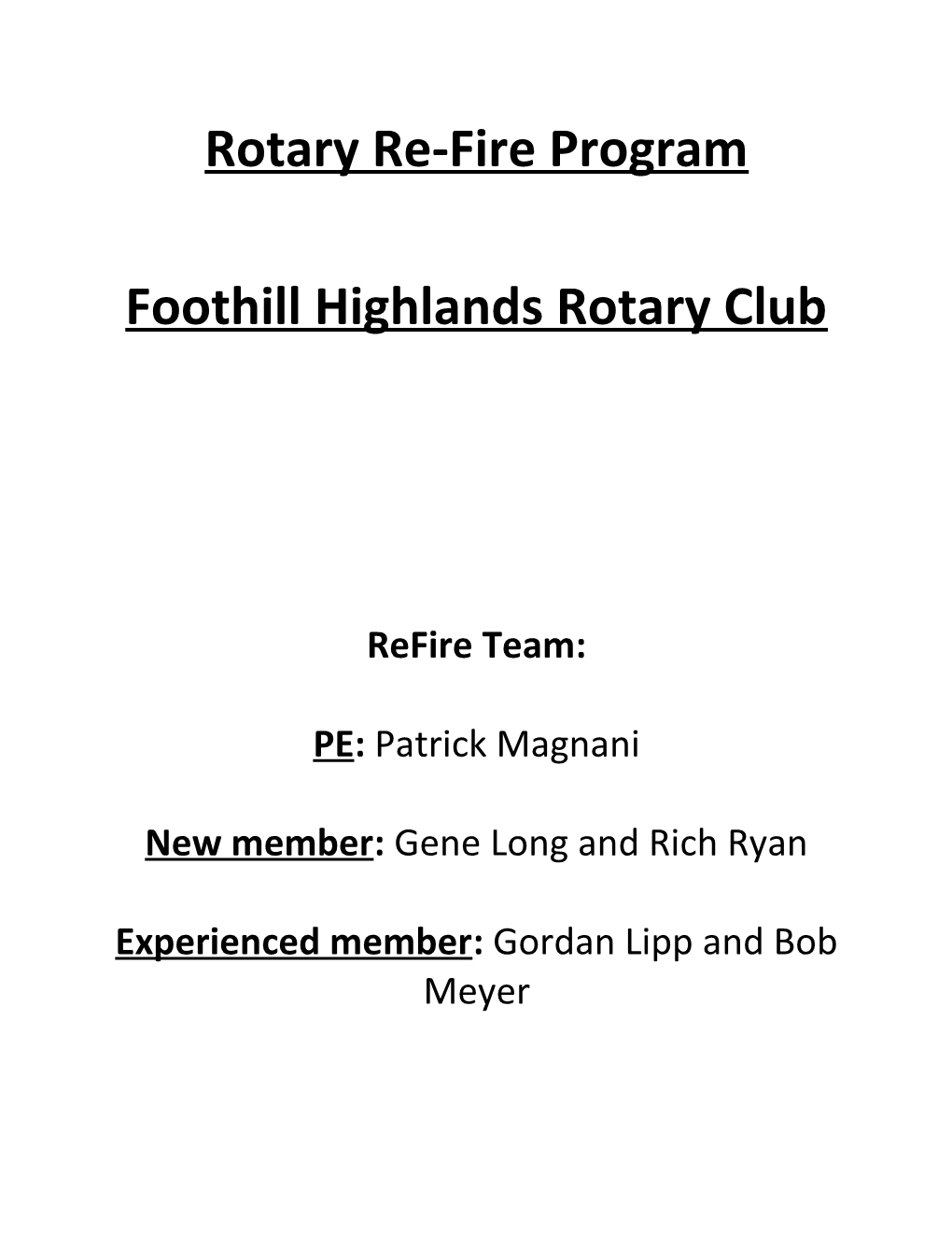 Foothill Highlands Rotary Club