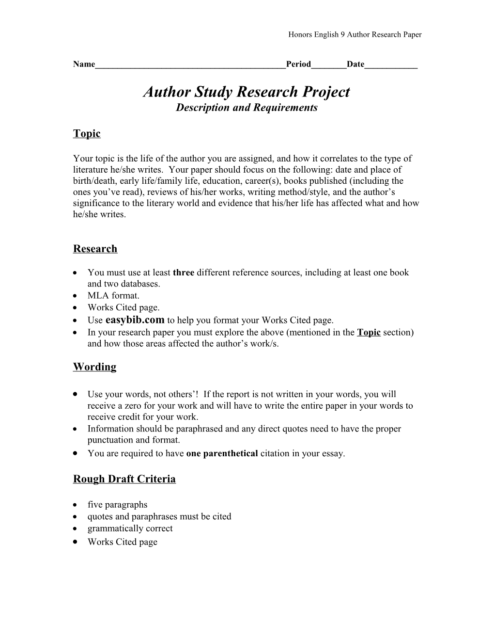 Author Study Research Project