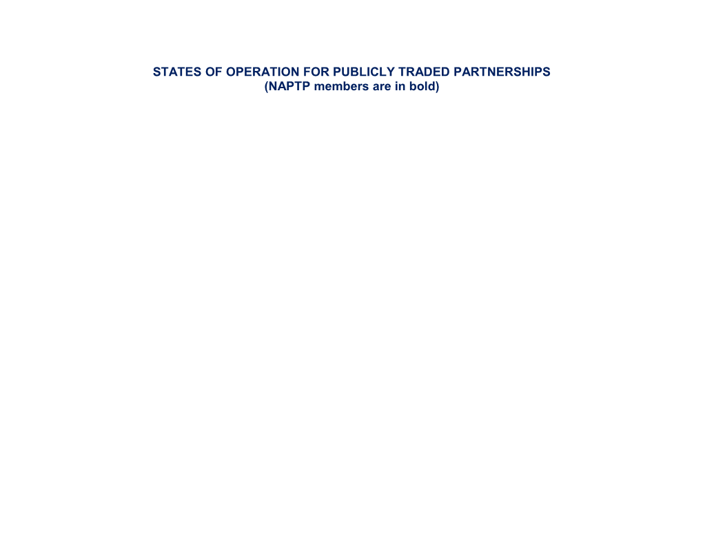 States of Operation for Publicly Traded Partnerships