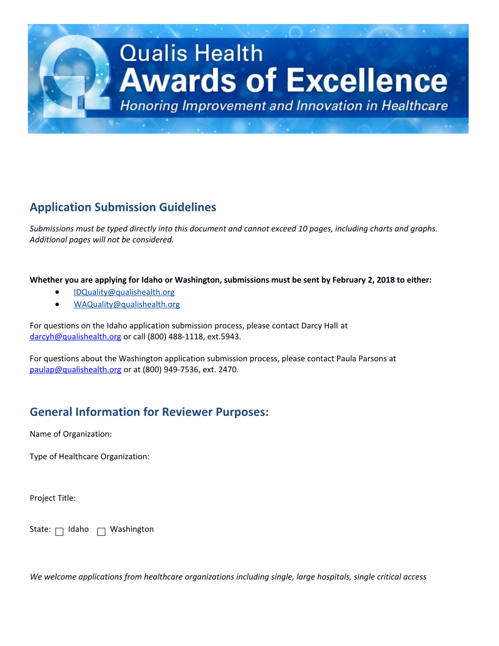 Award of Excellence in Healthcare Quality Application s1