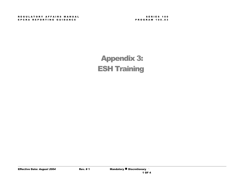 Regulatory Affairs Manual Series 100 s1