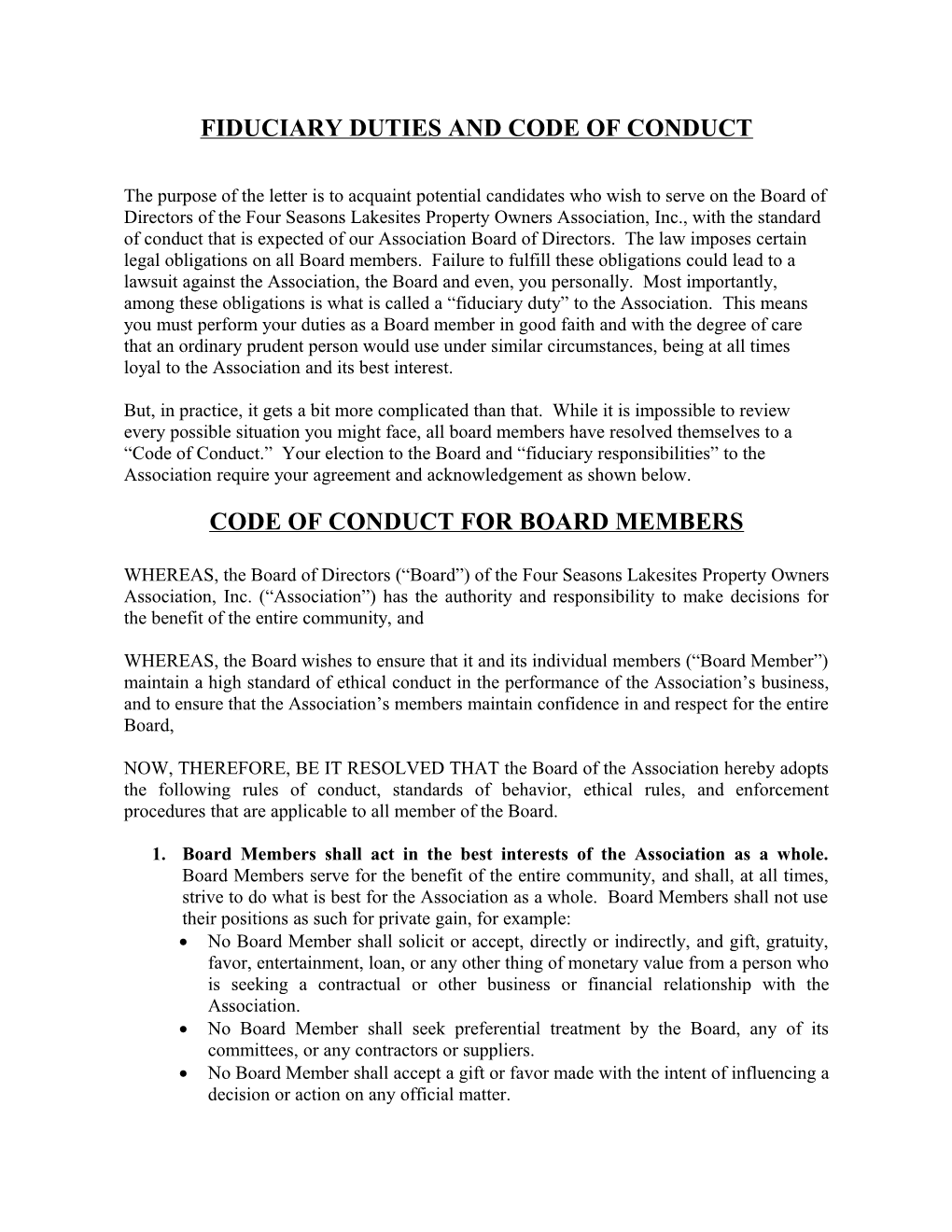 Code of Conduct for Board Members
