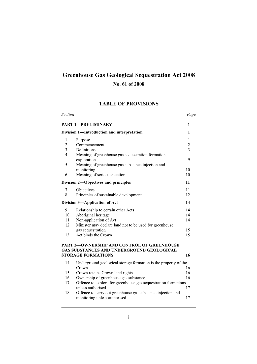 Greenhouse Gas Geological Sequestration Act 2008