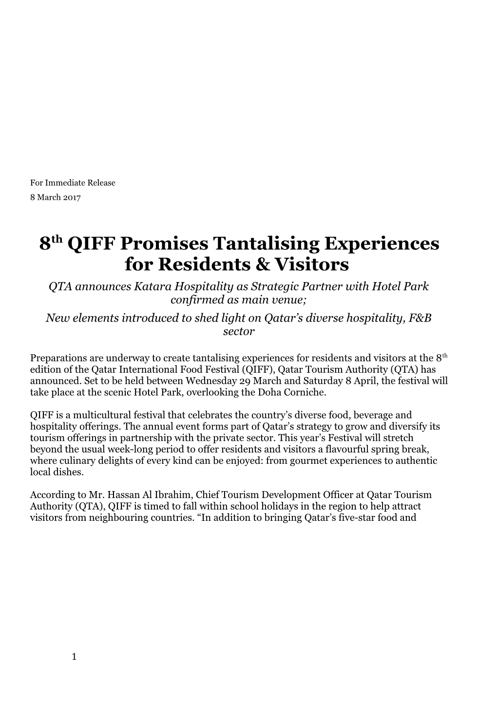8Th QIFF Promises Tantalising Experiences for Residents & Visitors