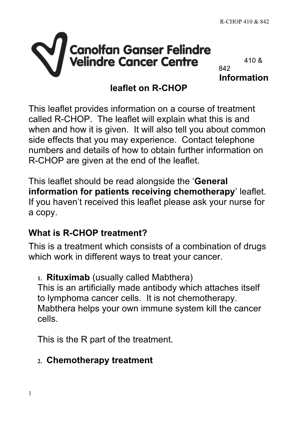 Information Leaflet on R-CHOP