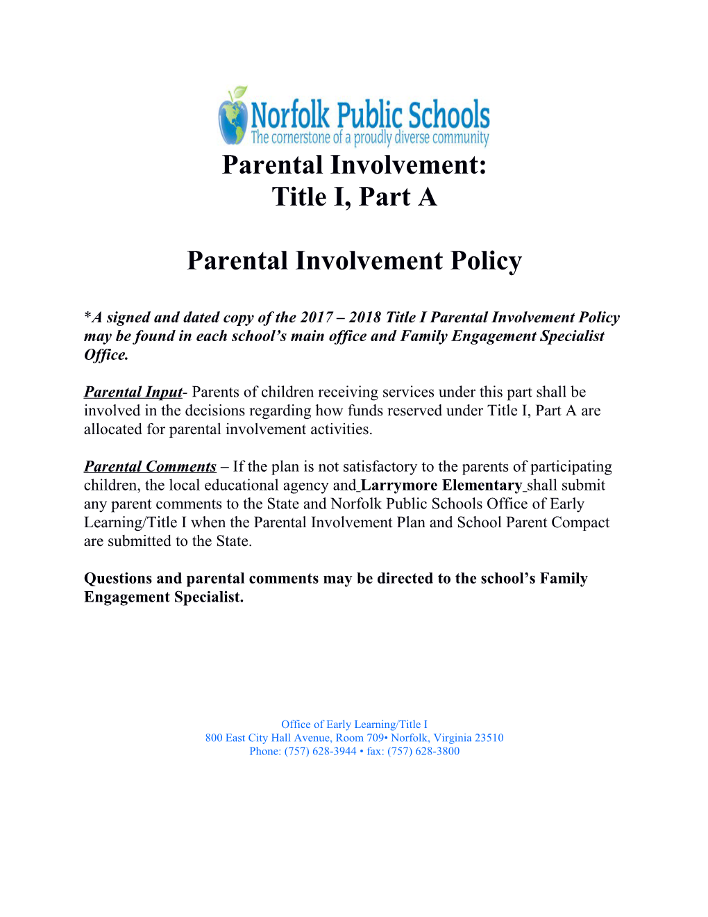 Parental Involvement