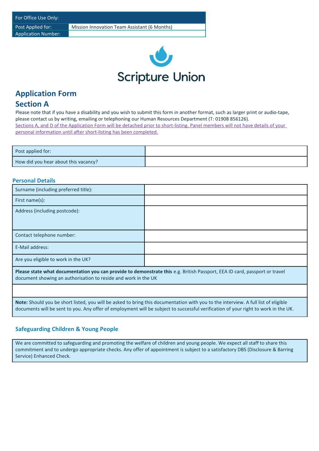 SU Application Form