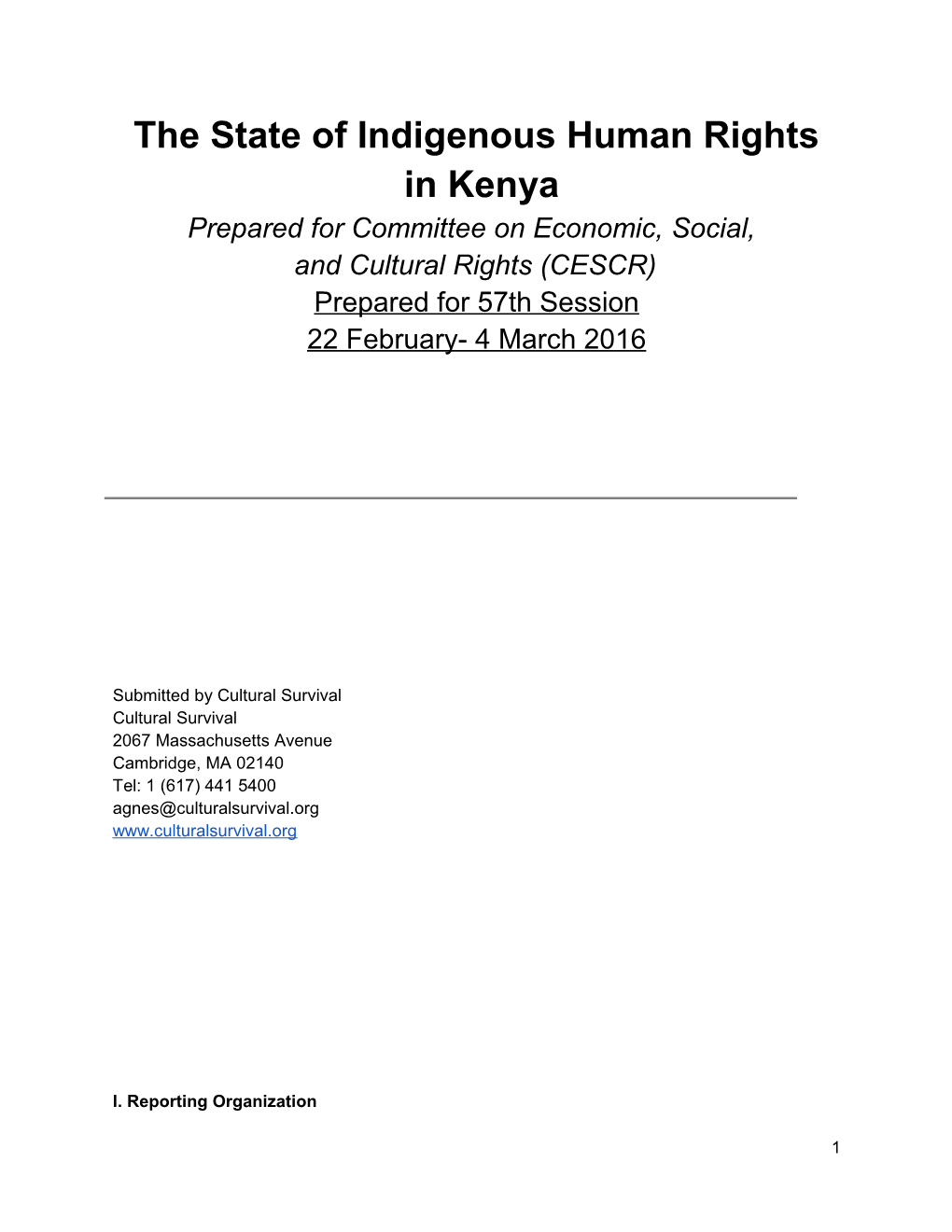The State of Indigenous Human Rights in Kenya