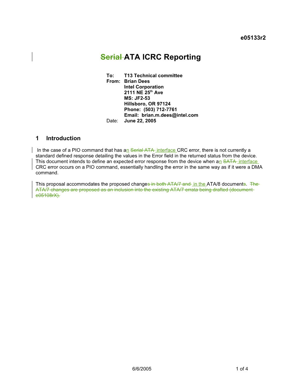 E05133r0 Serial ATA ICRC Reporting