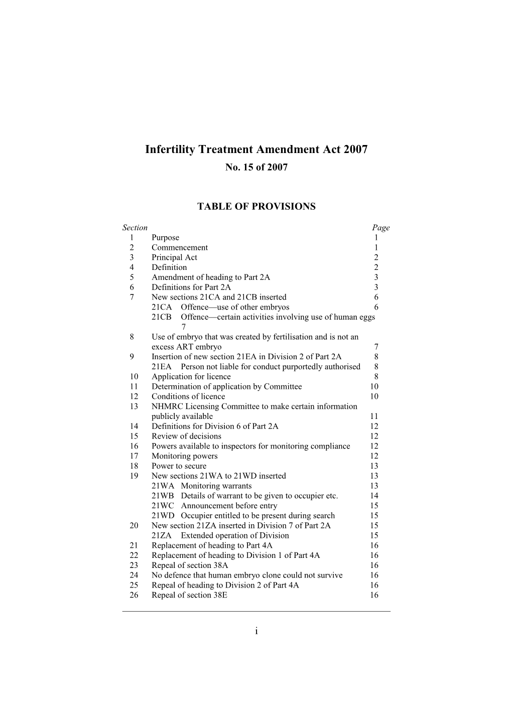 Infertility Treatment Amendment Act 2007