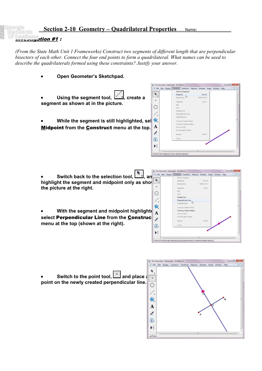 Section 2-10 Geometry Quadrilateral Properties Name