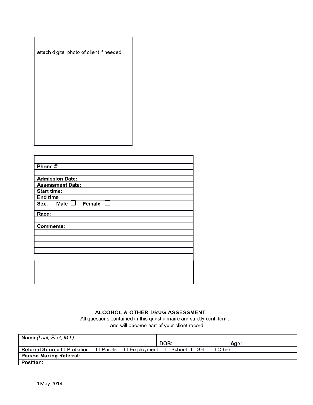 Alcohol & Other Drug Assessment