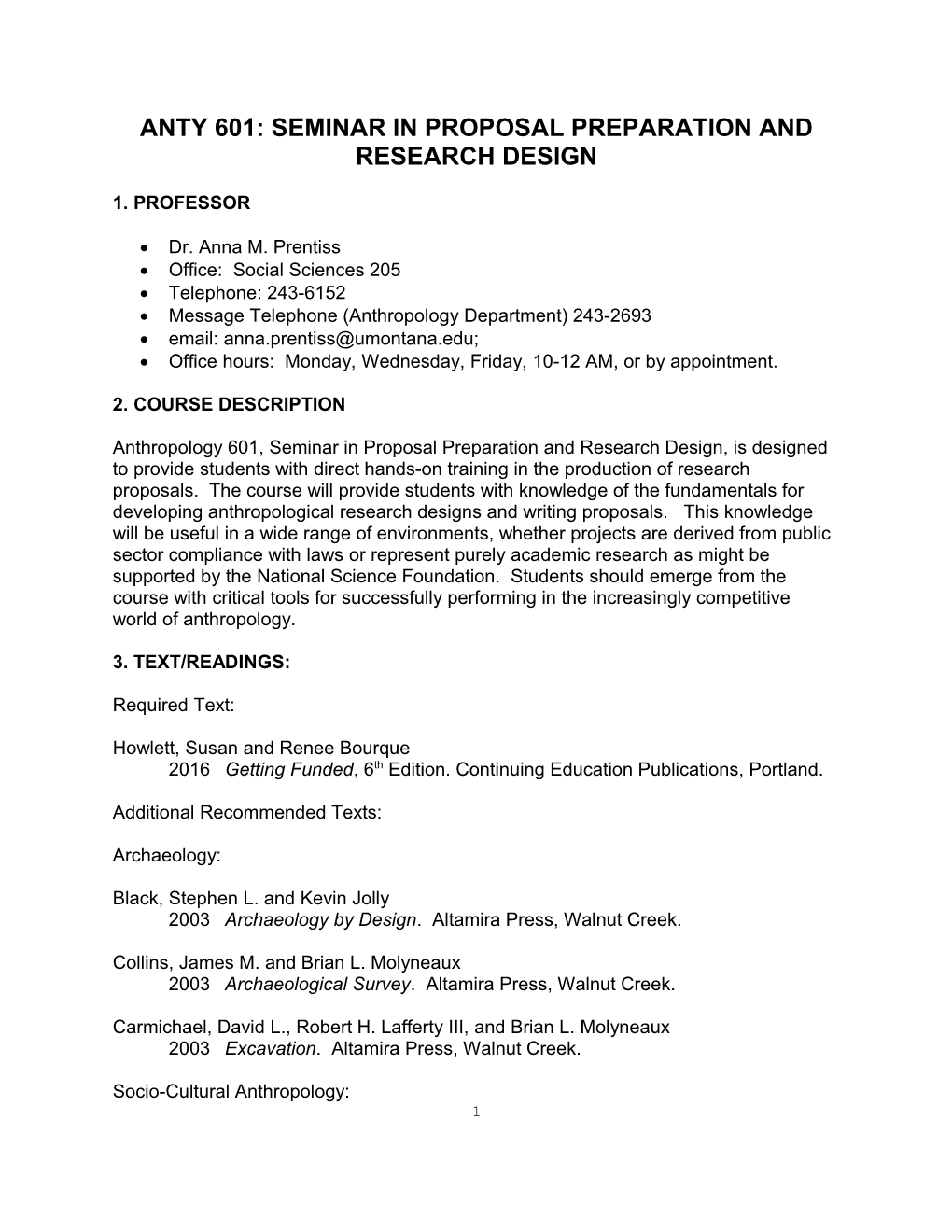 Anty 601: Seminar in Proposal Preparation and Research Design