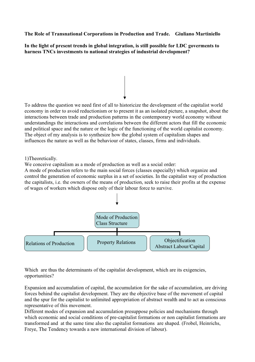 We Conceive Capitalism As a Mode of Production As Well As a Social Order