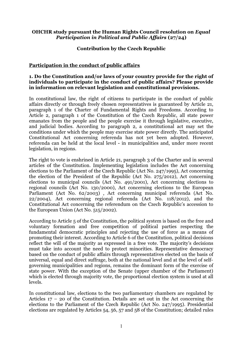 Participation in the Conduct of Public Affairs