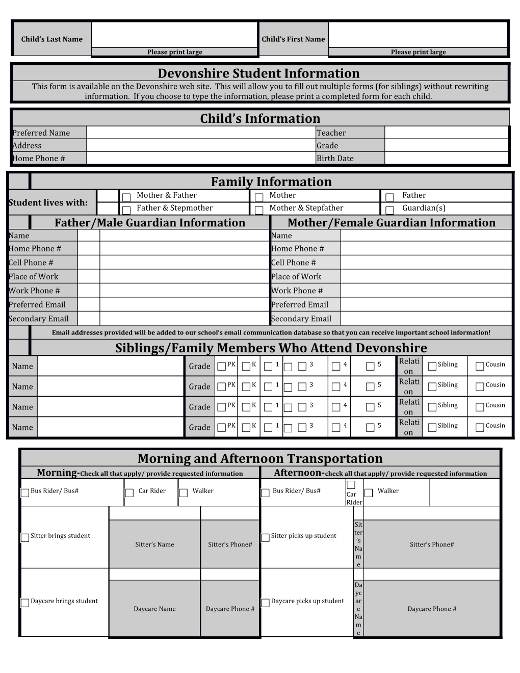 Student Transportation Information