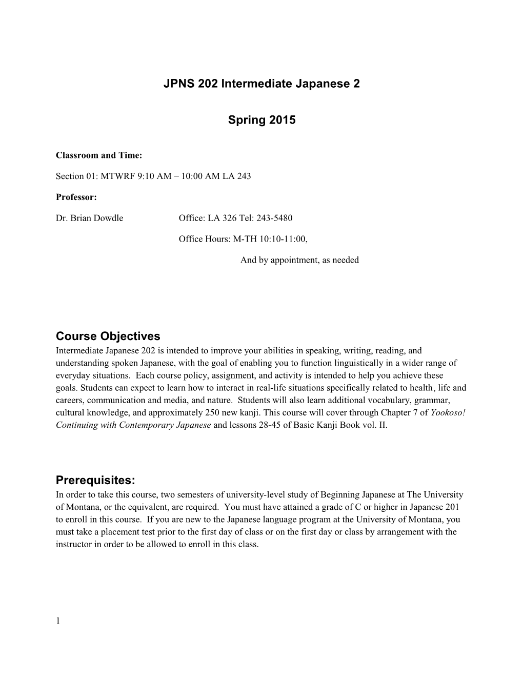 JPNS202 Intermediate Japanese 2