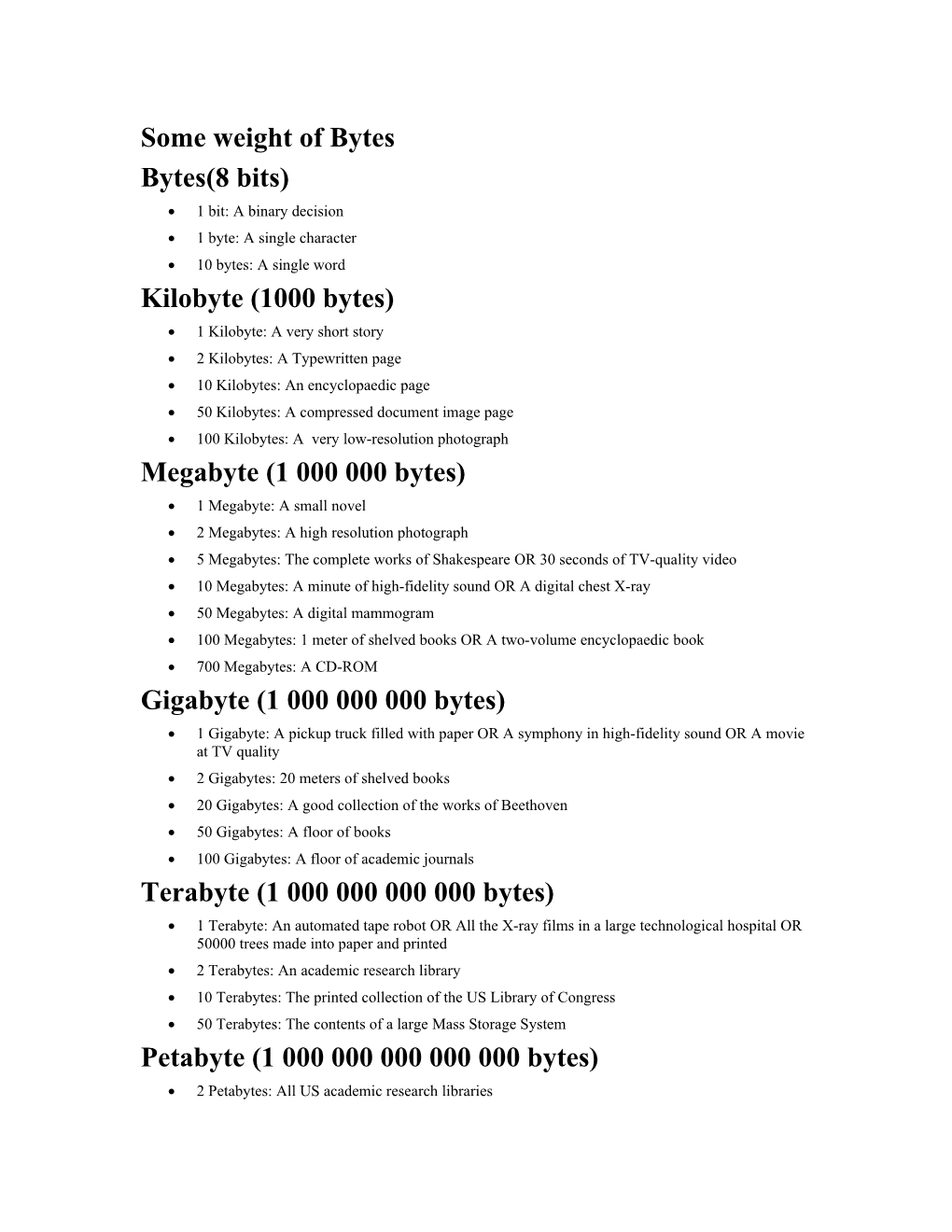 Some Weight of Bytes