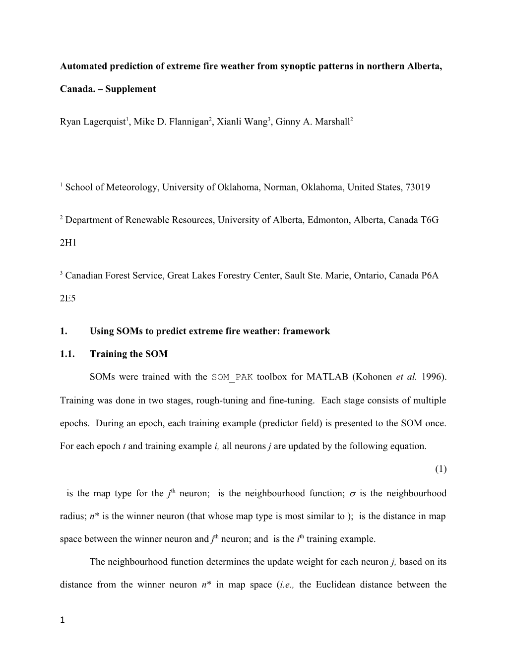 Automated Prediction of Extreme Fire Weather from Synoptic Patterns in Northern Alberta