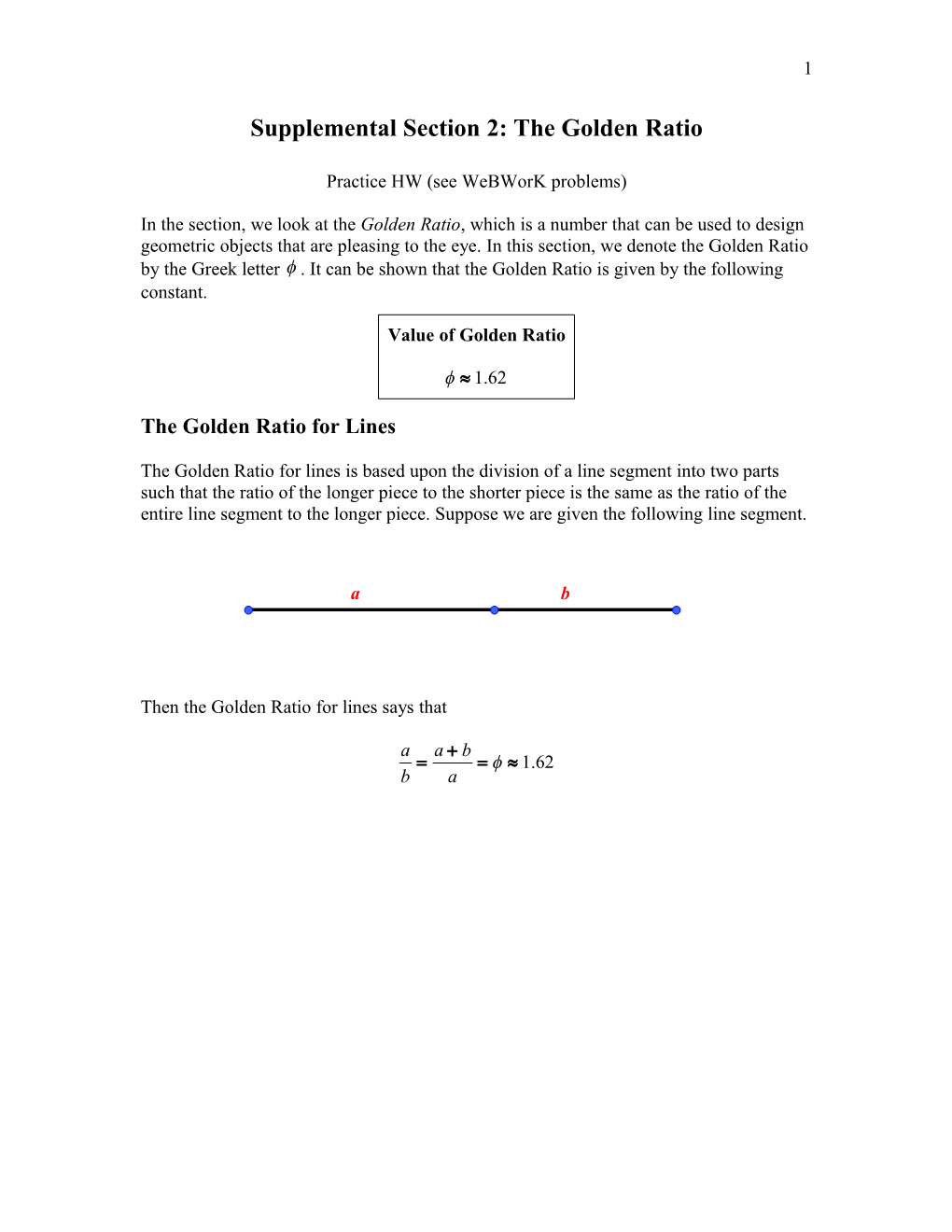 Supplemental Section 2: the Golden Ratio