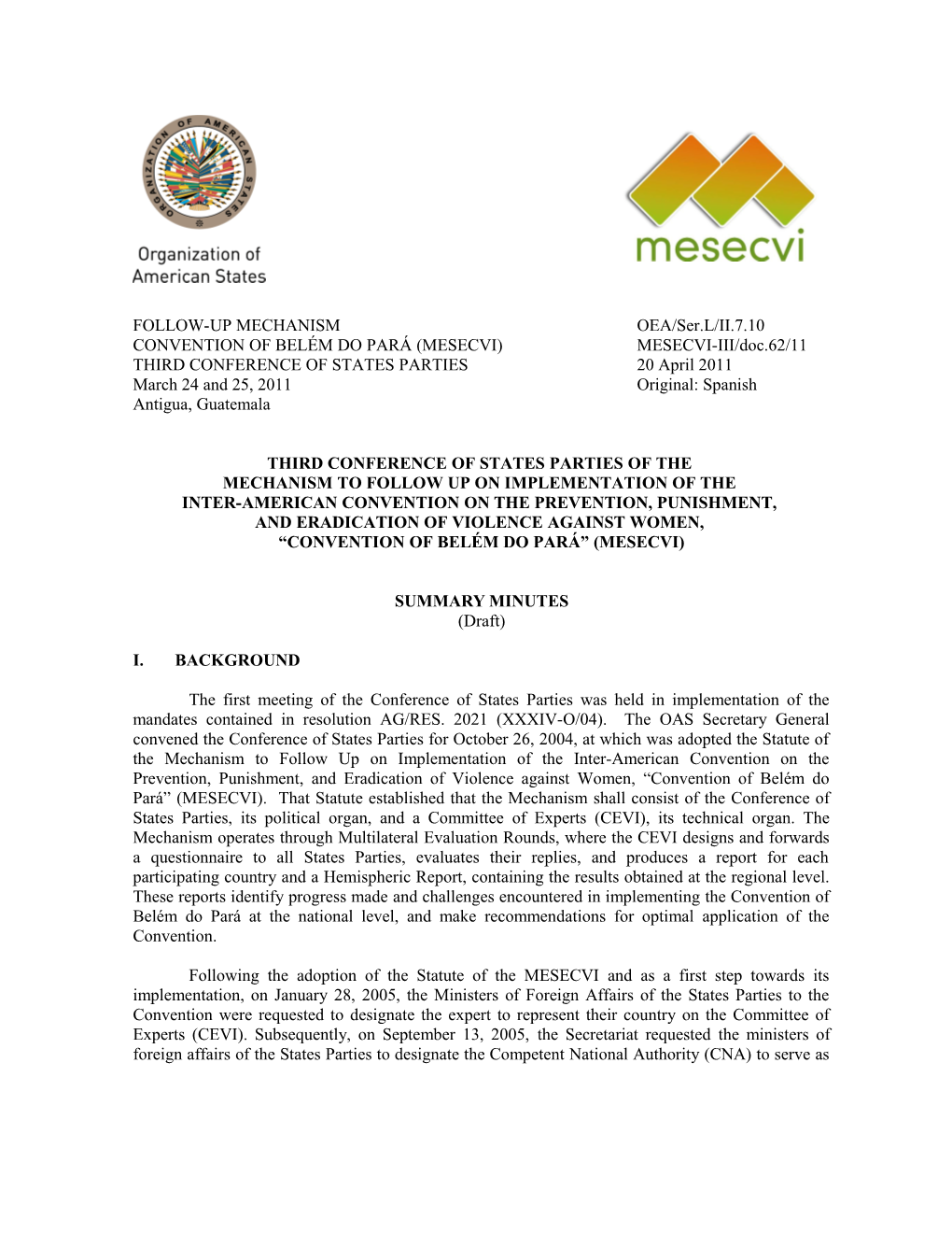 FOLLOW-UP MECHANISM OEA/Ser.L/II.7.10