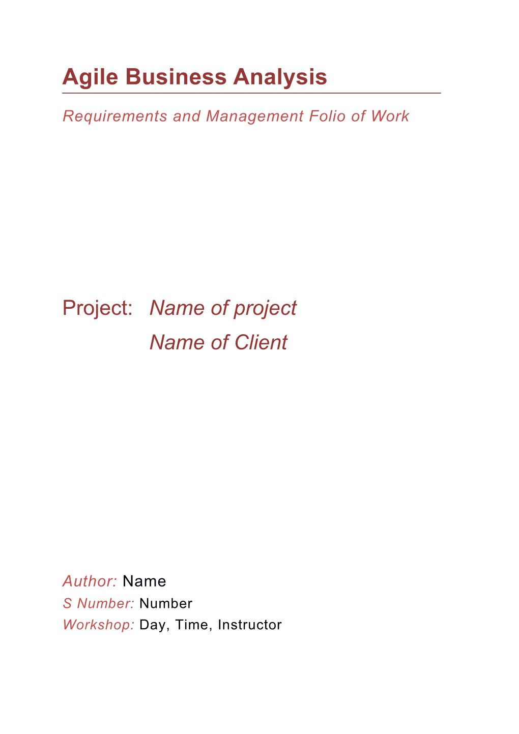 Requirements and Management Folio of Work