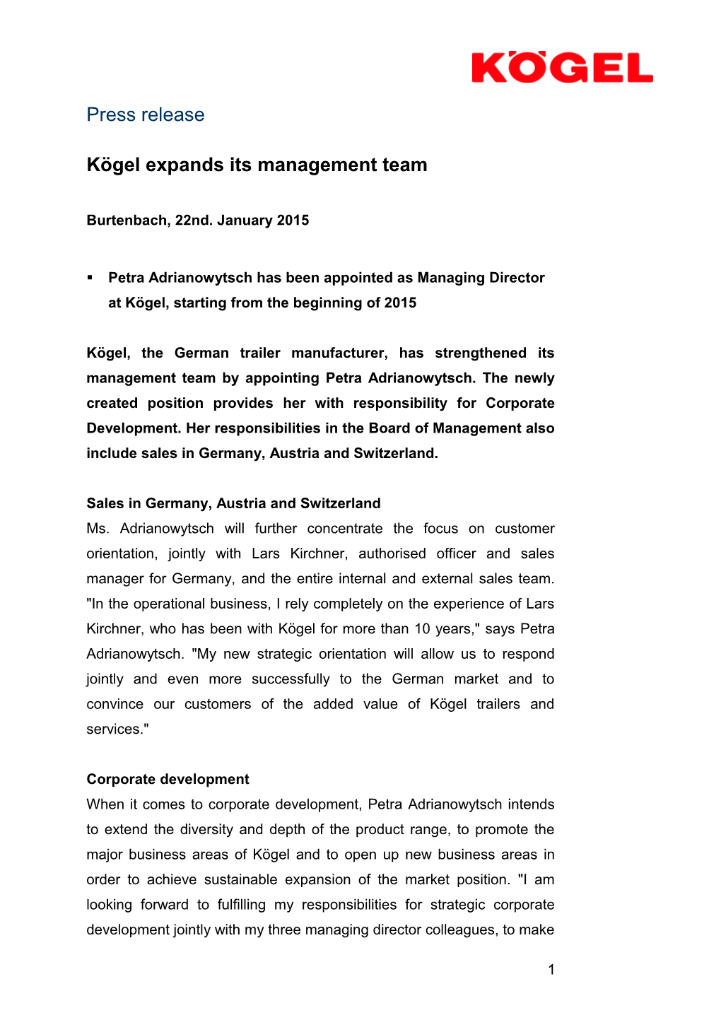 Kögel Expands Its Management Team