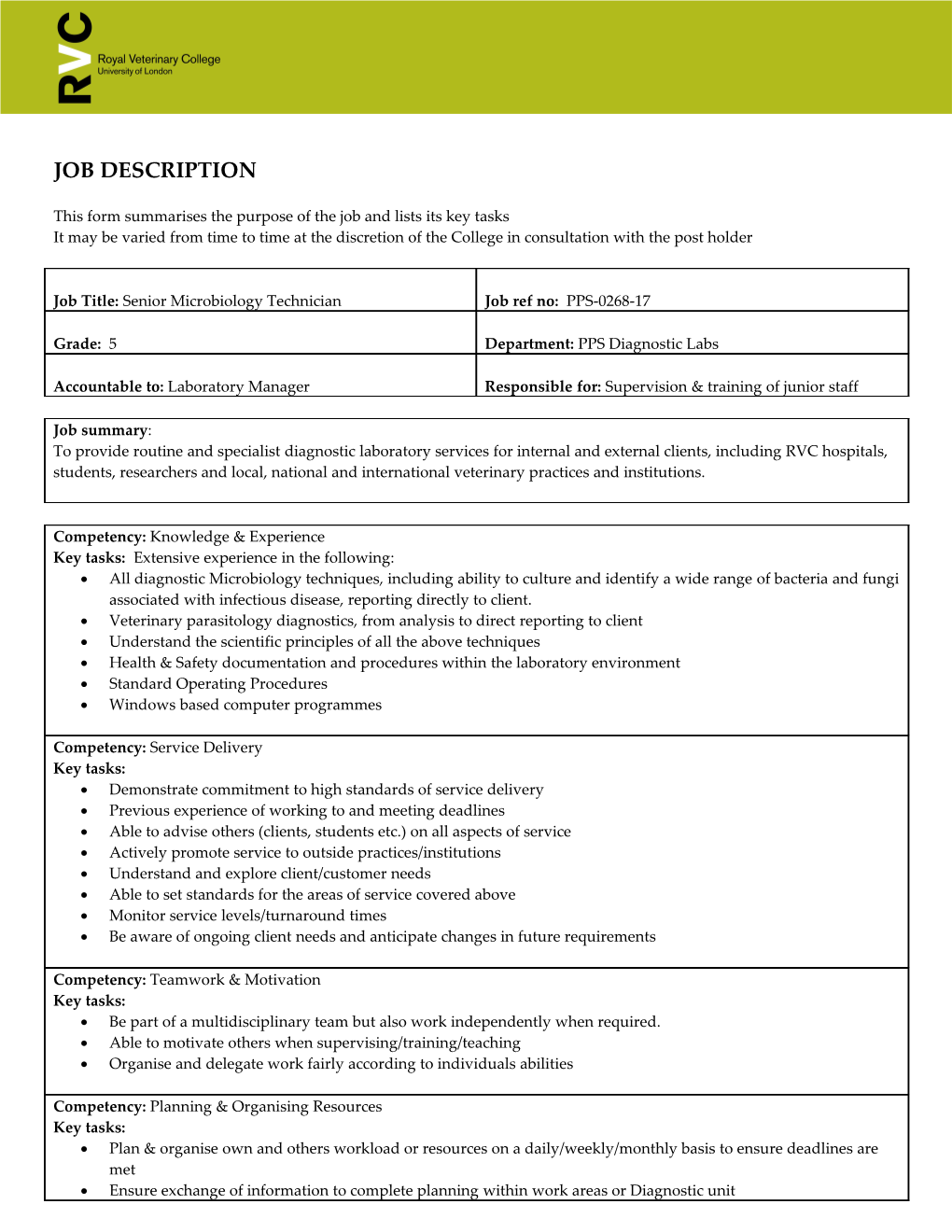 This Form Summarises the Purpose of the Job and Lists Its Key Tasks s3