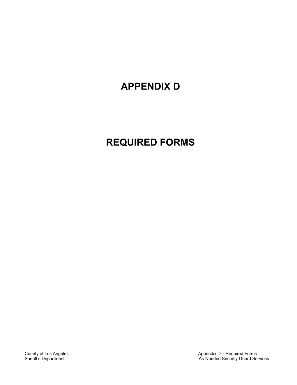 County of Los Angeles Appendix D Required Forms