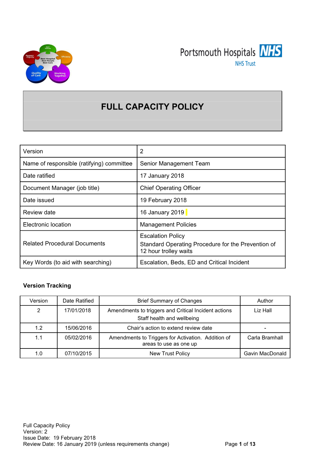 Full Capacity Policy