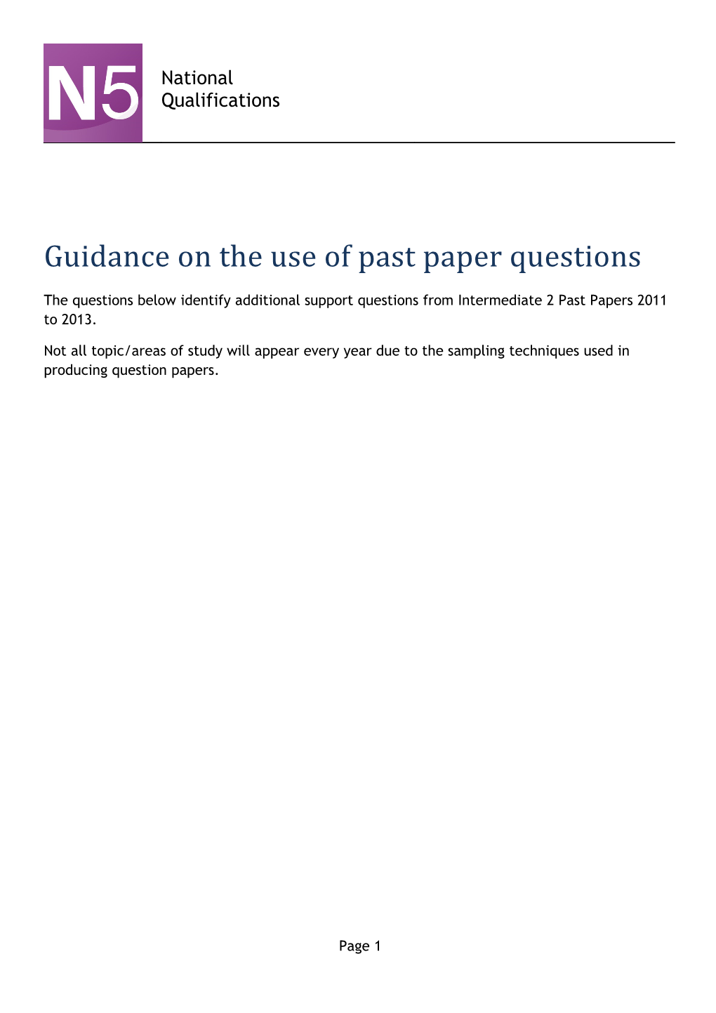 Guidance on the Use of Past Paper Questions