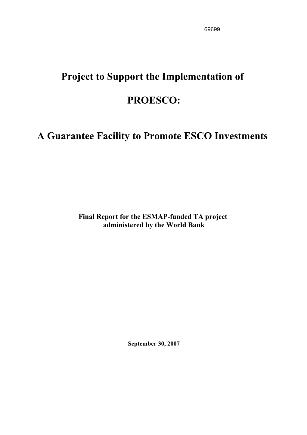 Project to Support the Implementation of PROESCO