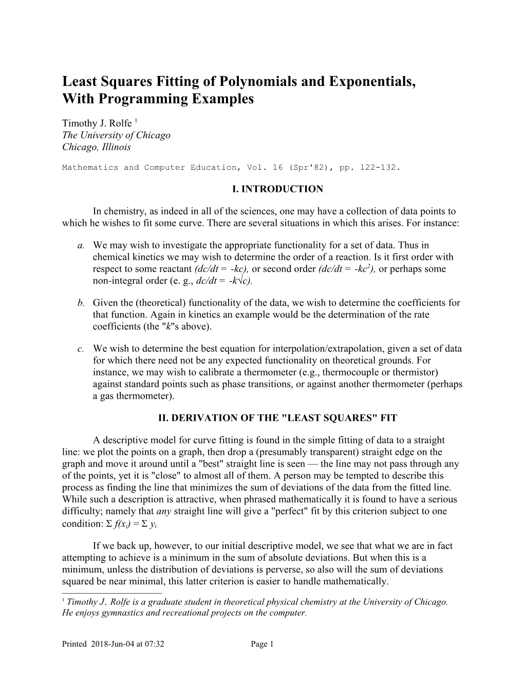 Least Squares Fitting of Polynomials and Exponentials