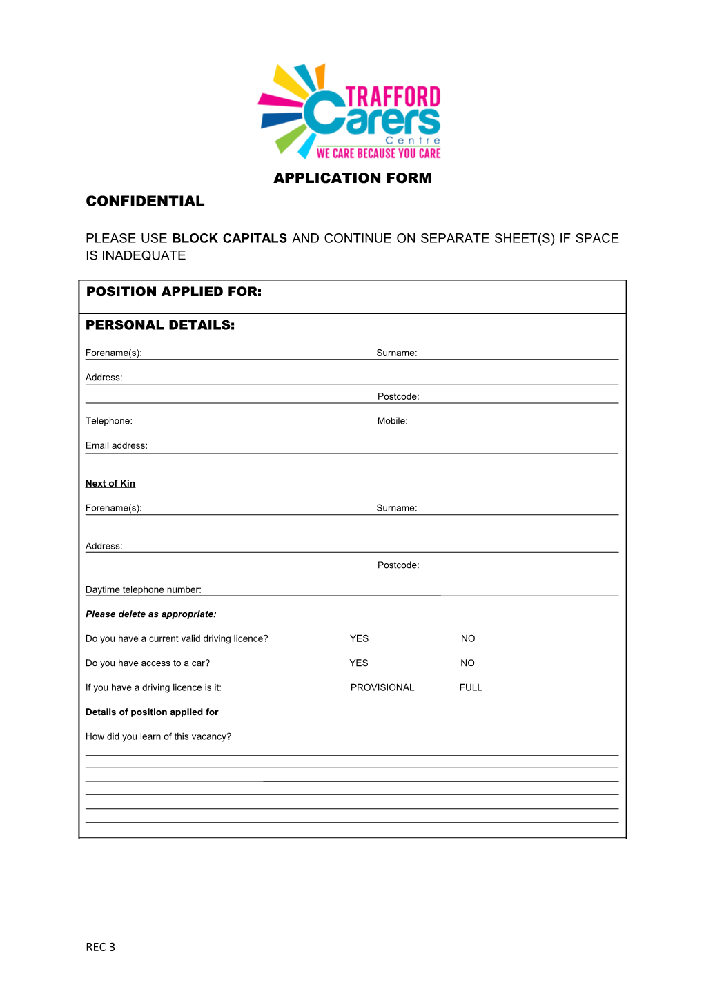 Please Return This Completed Application To