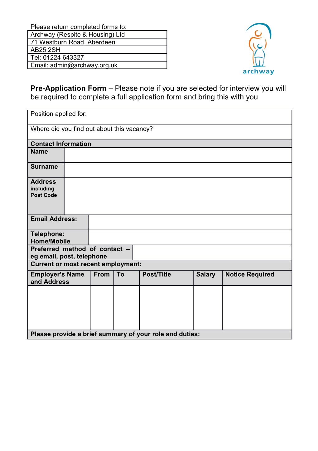Please Return Completed Forms To