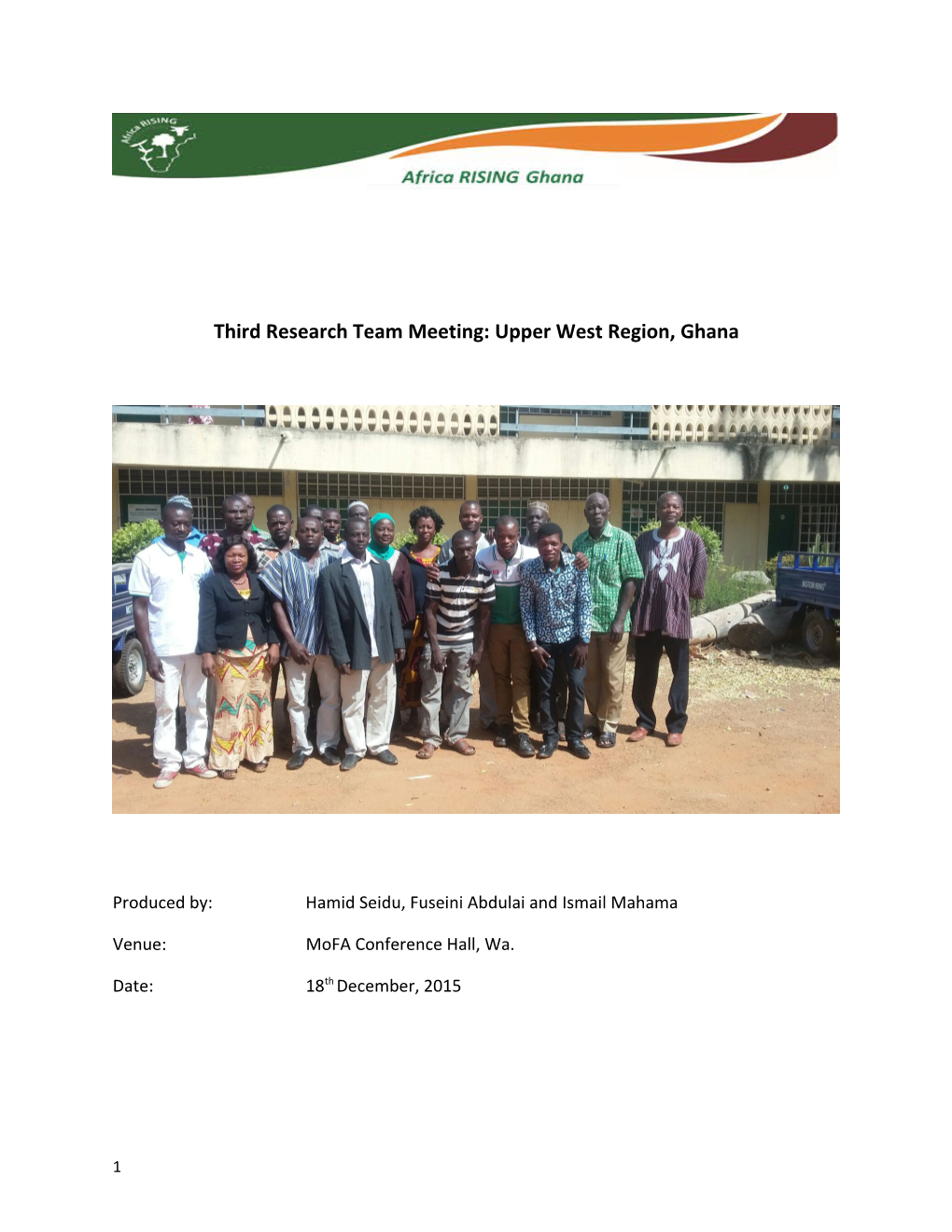 Third Research Team Meeting: Upper West Region, Ghana