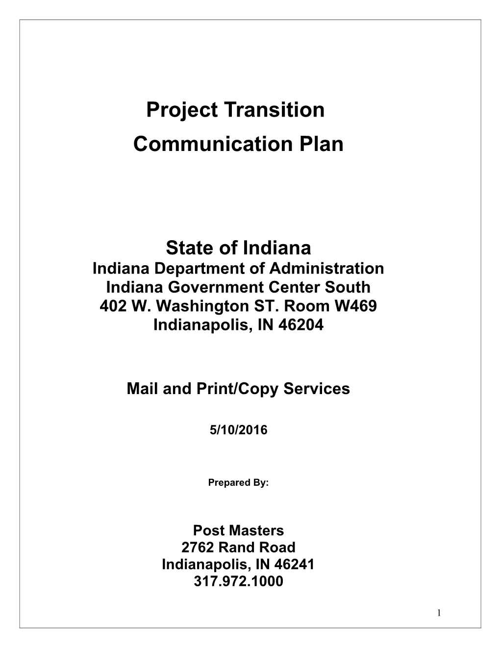 Project Transition Plan