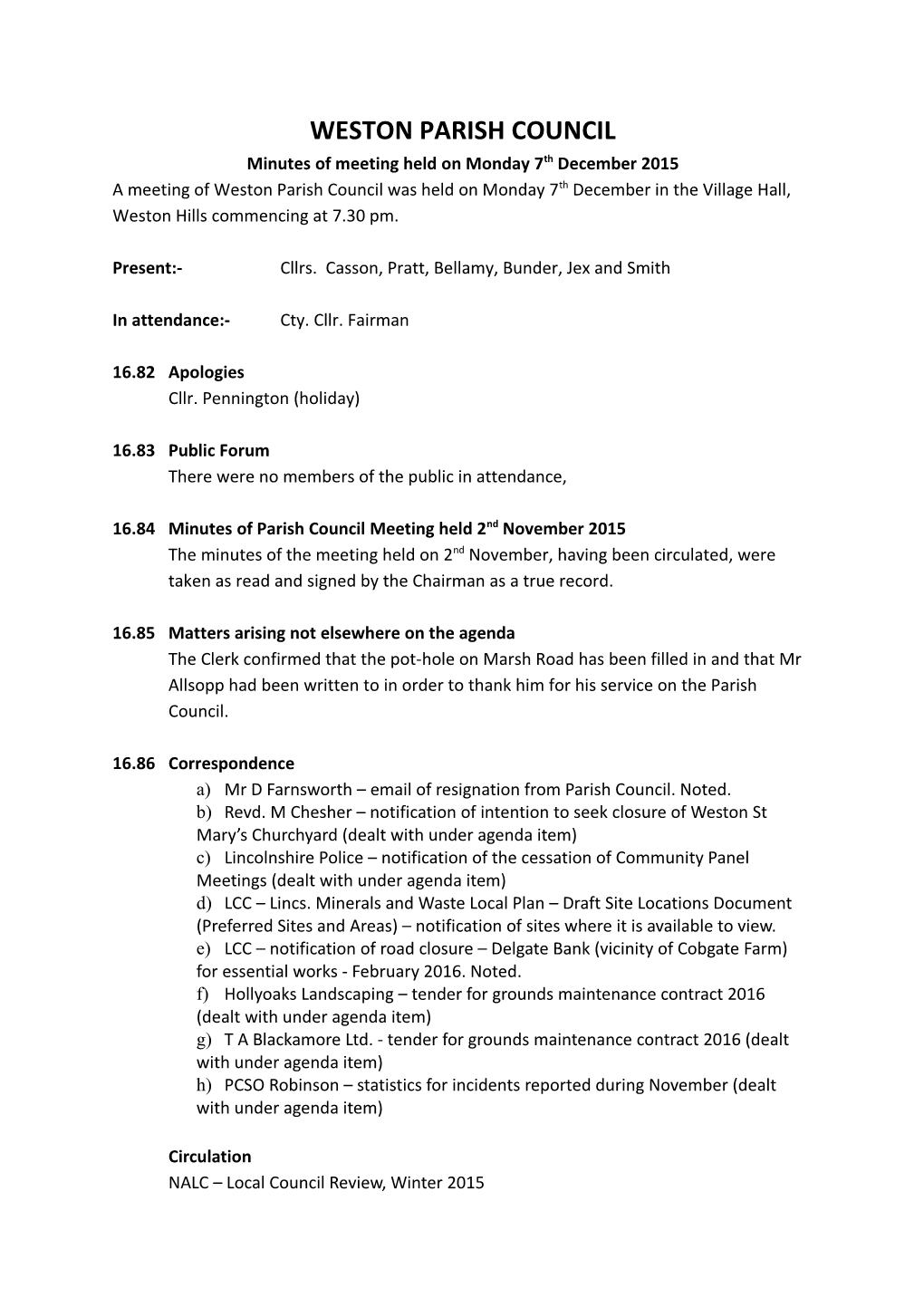 Weston Parish Council