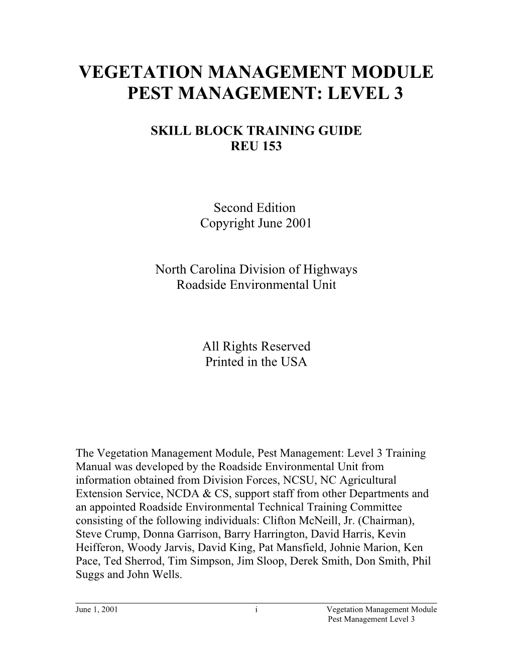 Course Title: Vegetation Management Module, Pest Management: Level 3