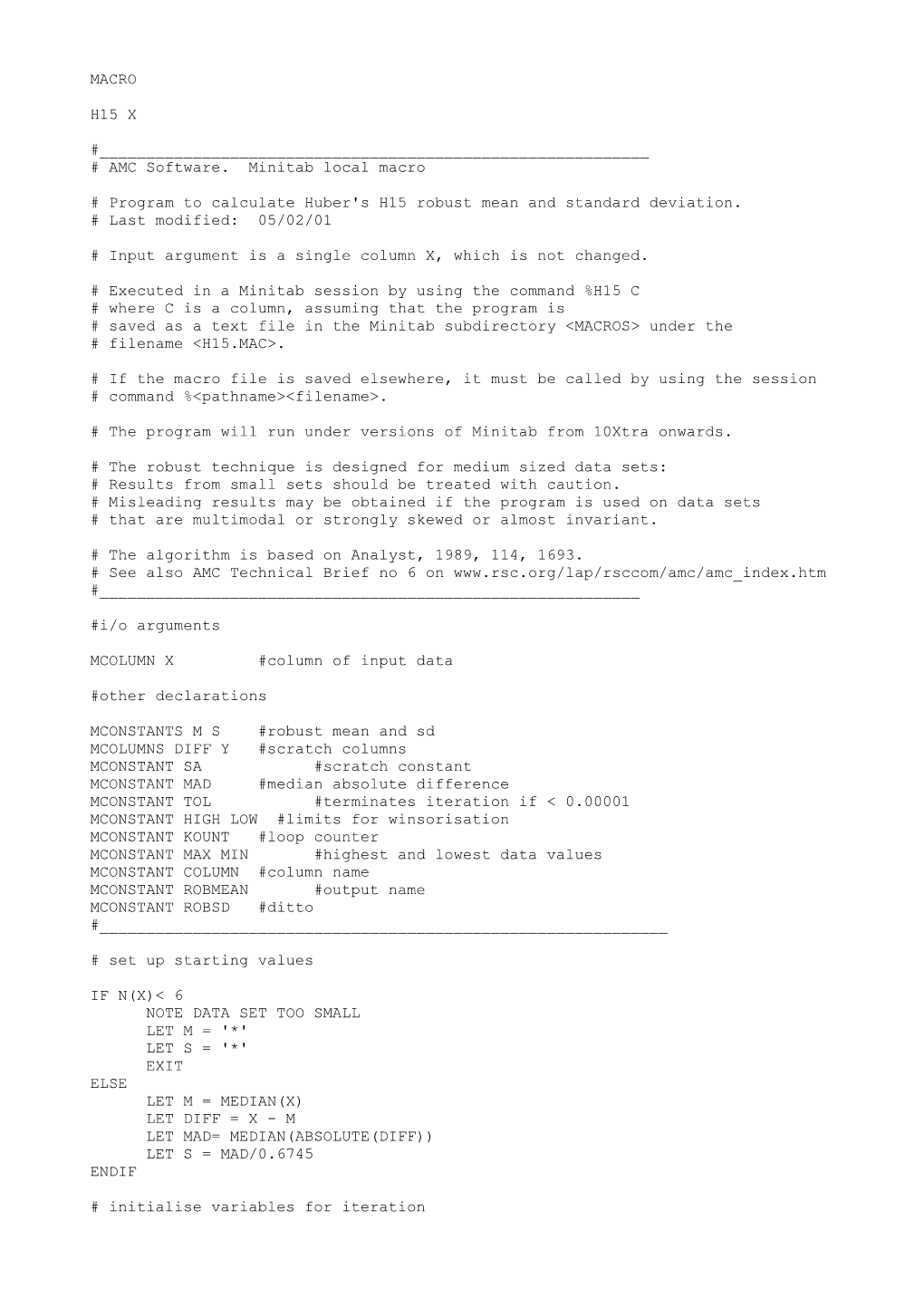 AMC Software. Minitab Local Macro