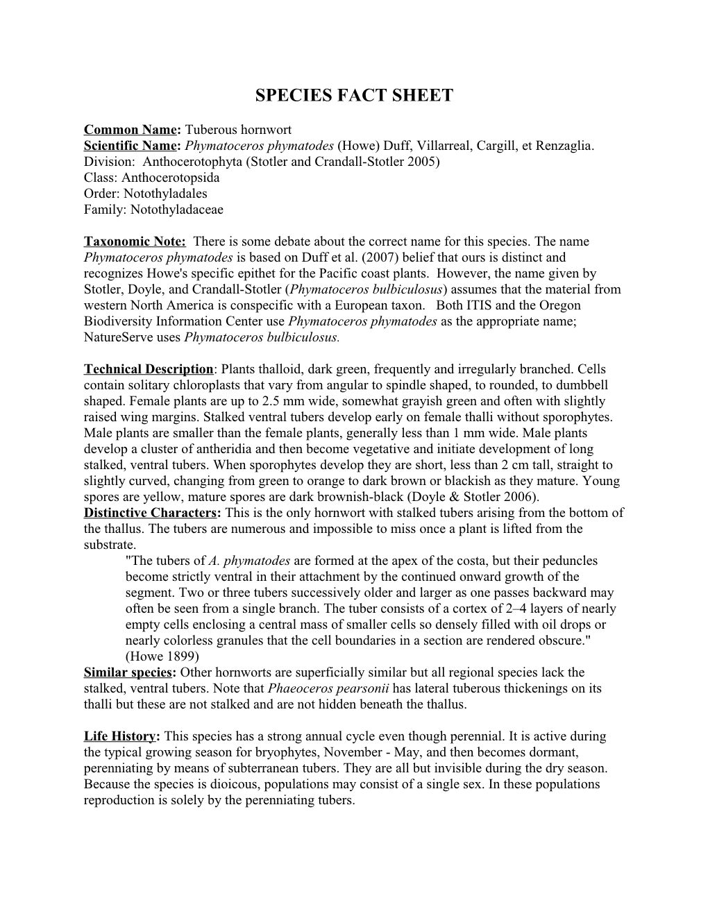 Sensitive Invertebrate Profile s2