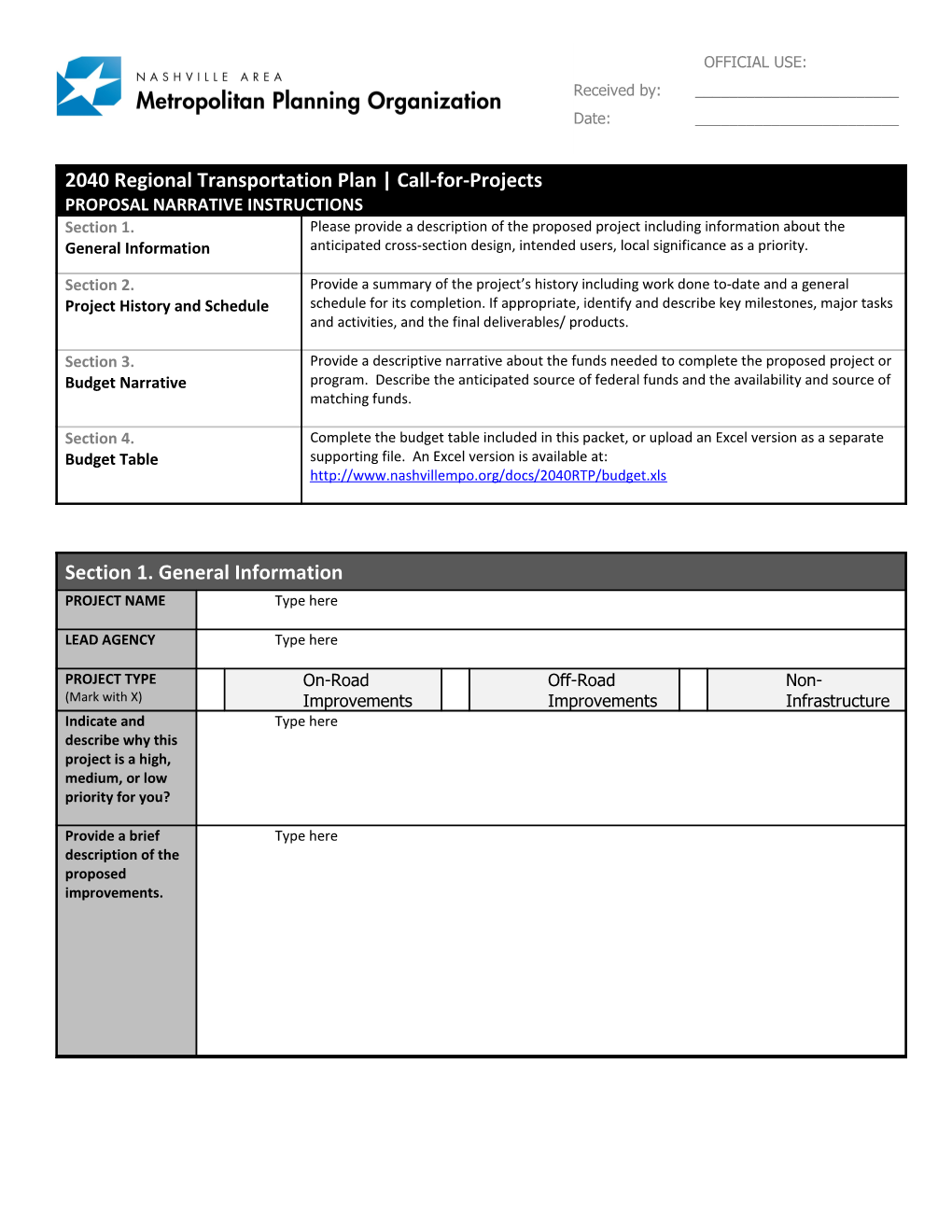 Candidate Project Application Form