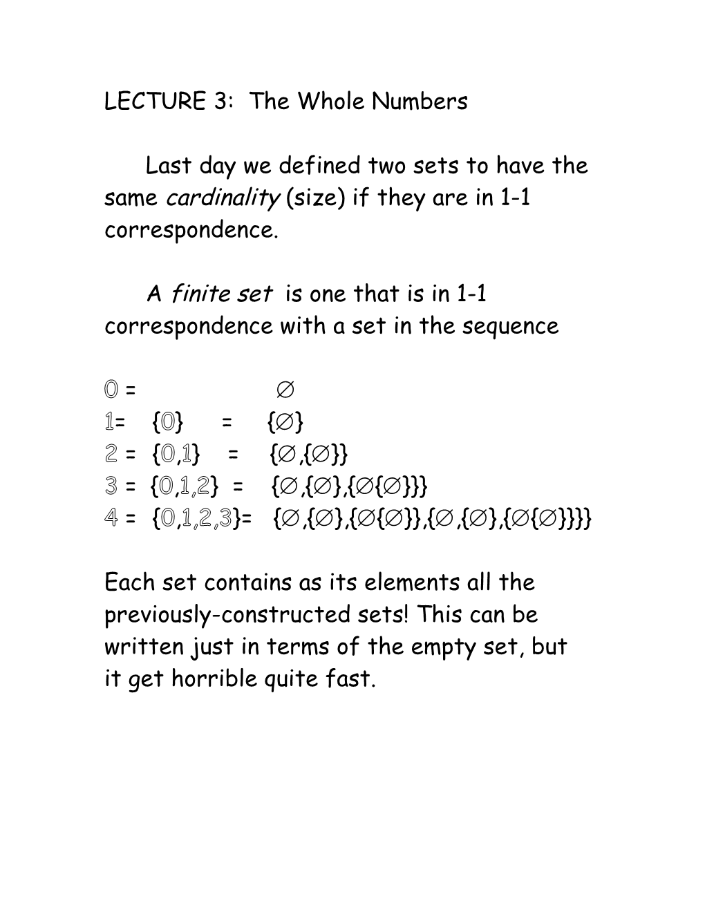 LECTURE 3: the Whole Numbers