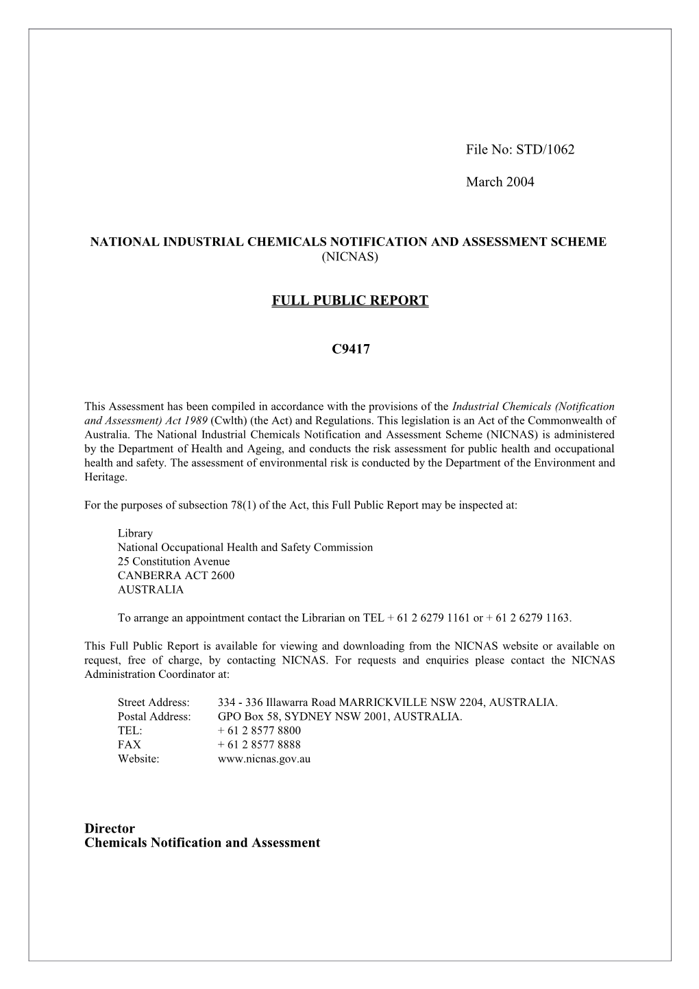 National Industrial Chemicals Notification and Assessment Scheme s12