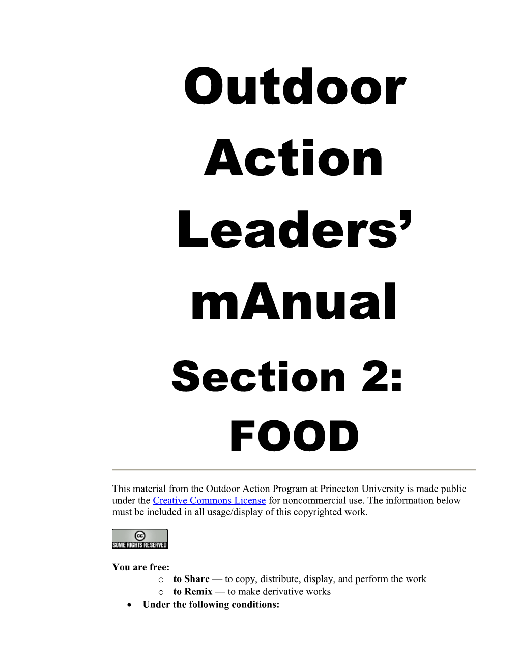 Outdoor Action Leaders Manual