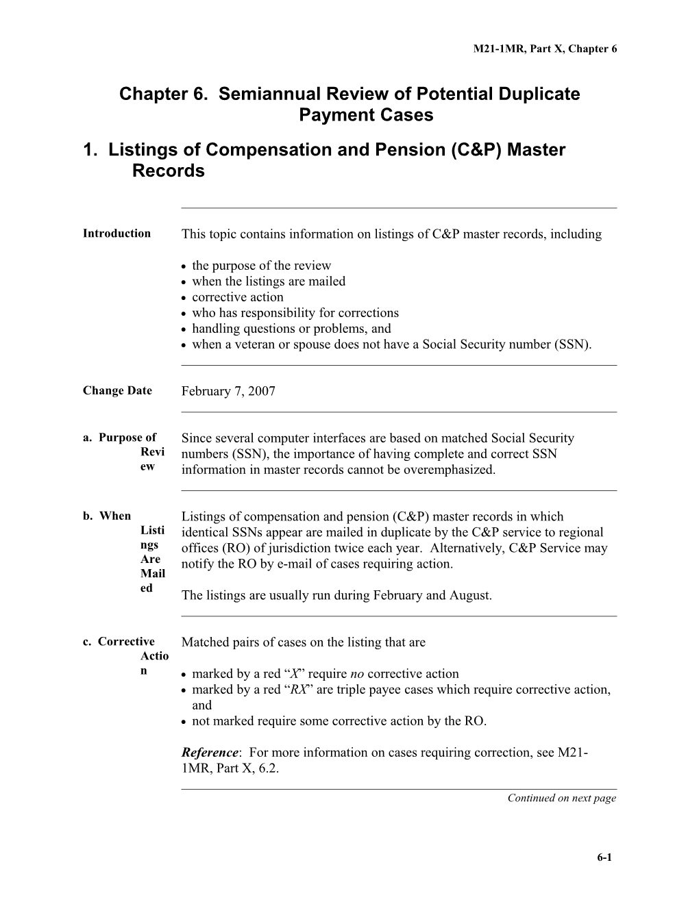 Chapter 6. Semiannual Review of Potential Duplicate Payment Cases