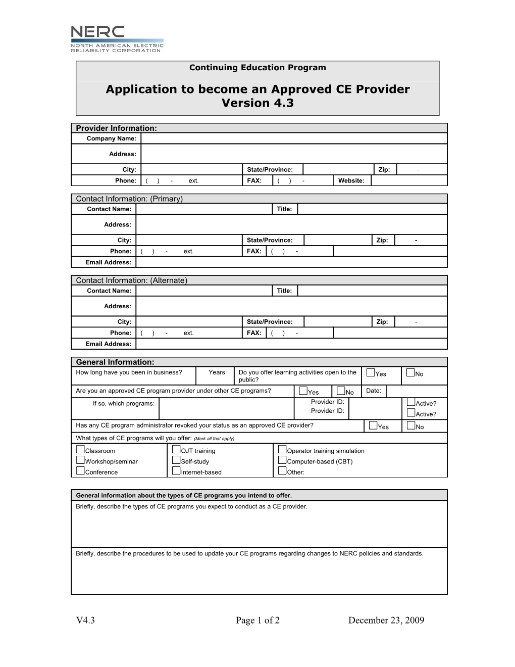 Please Type Or Submit This Application Electronically